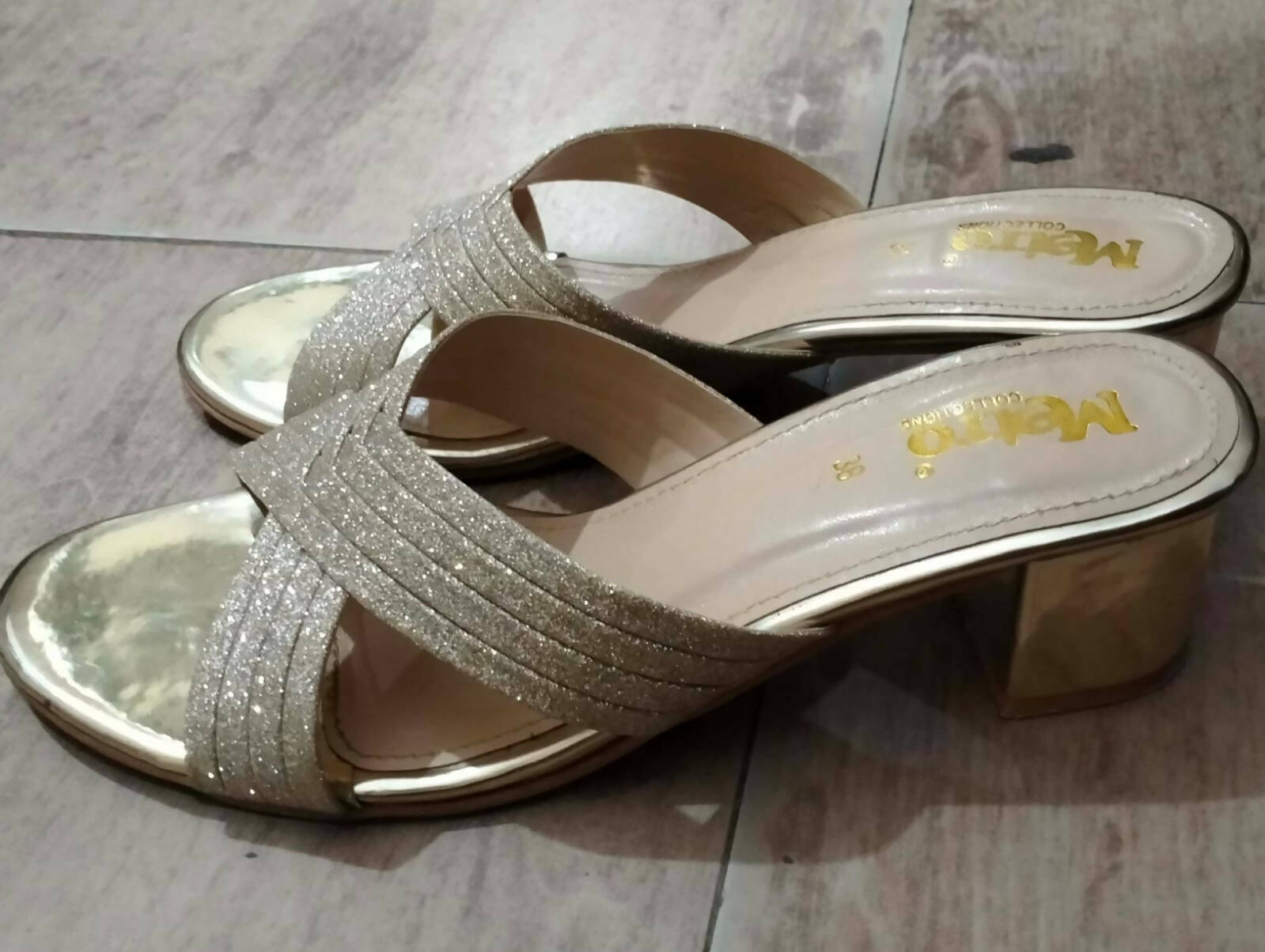 Metro| Golden Shimmer Heels | Woman Shoes| Worn Once