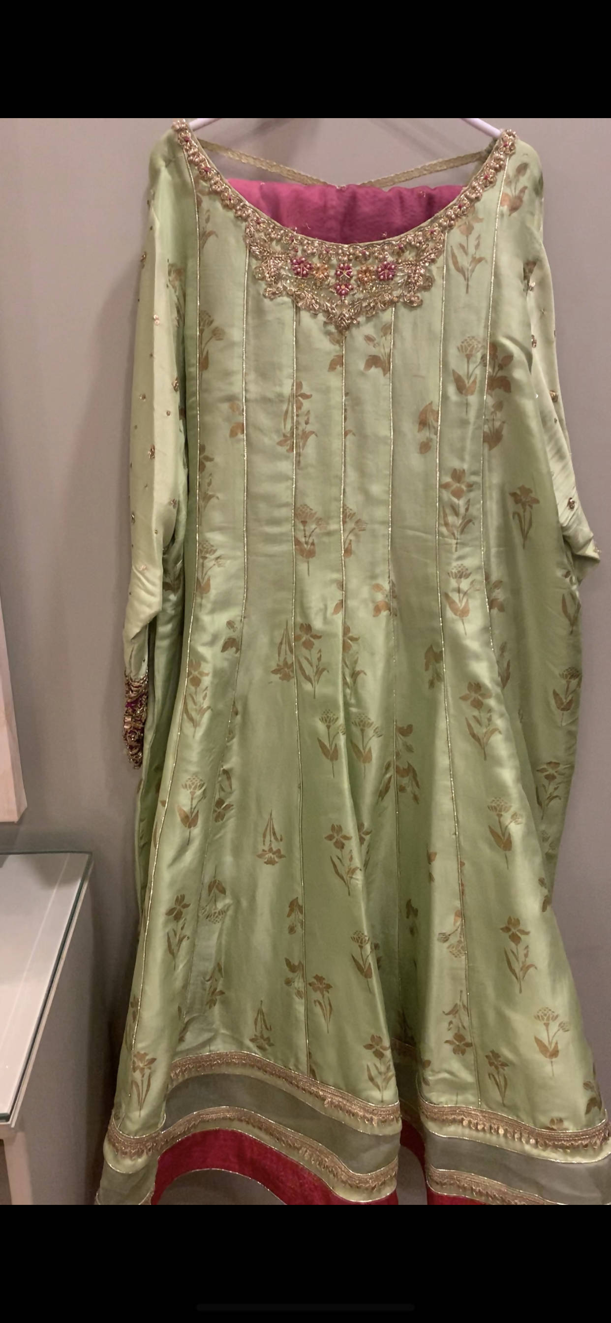 Farah Talib Aziz | Mint Green Kalidaar Frock | Women Branded Formals | Worn Once