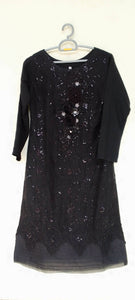 Khaadi | Black embroidery shirt | Women Branded Kurta | Worn Once