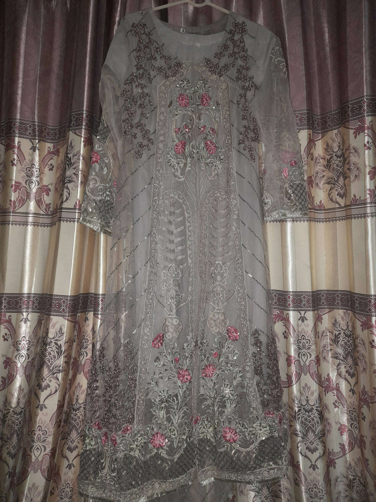 Grey Net Frock | Women Frocks & Maxis | Small | Preloved