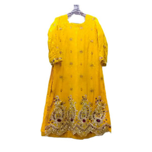 Yellow Pure Crinkle Suit | Women Locally Made Formals | Medium | Worn Once