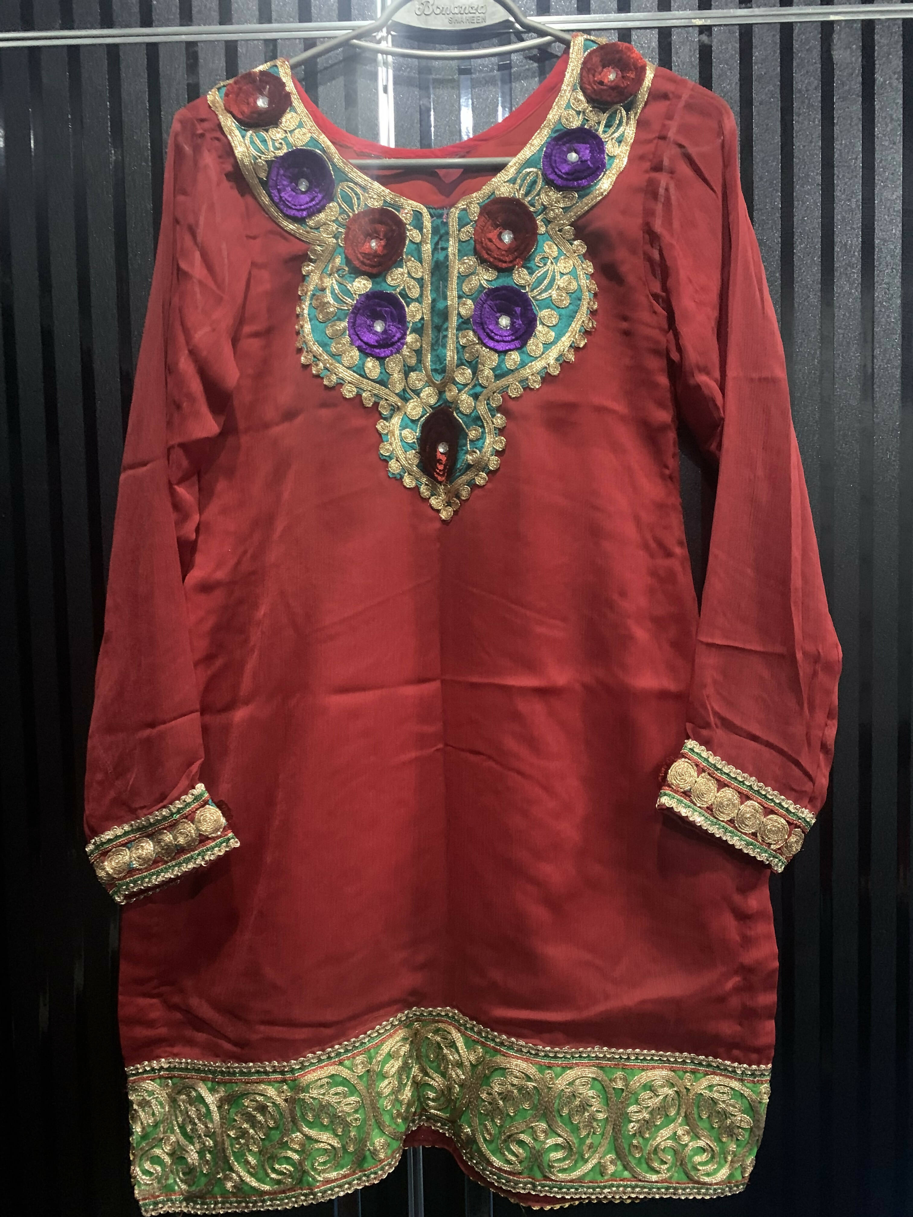 3Pc Sharara with Flower Embroidery (size: M) | Women Formals | Worn Once