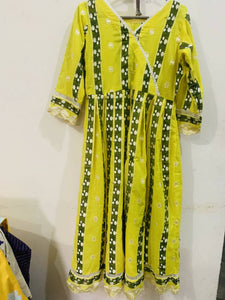 Sana Safinaz | Yellow Frok with golden Tila | Women Branded Kurta | Small \ Preloved