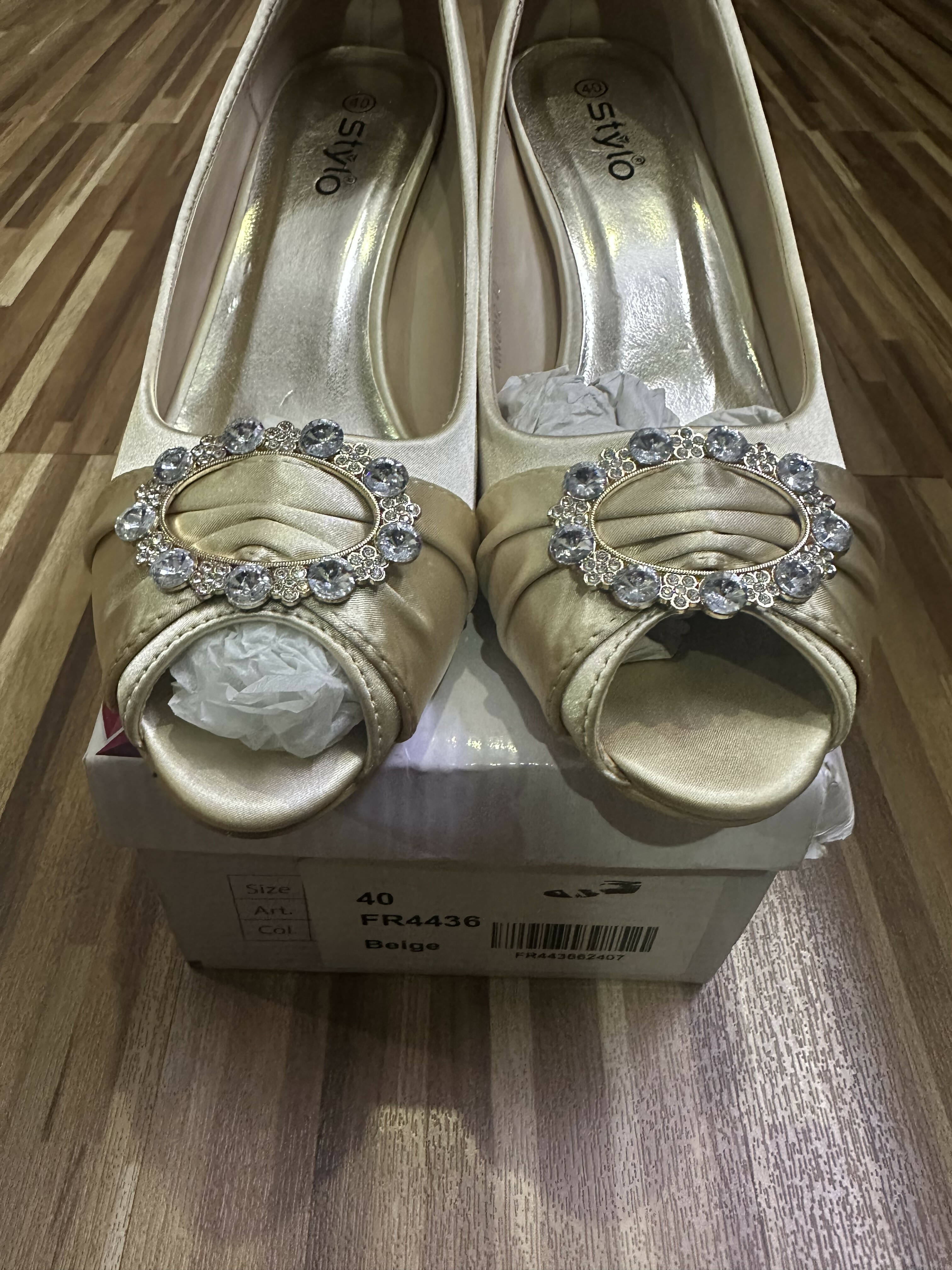 Stylo | Golden Women Heels | Women Shoes | Size: 40 | New