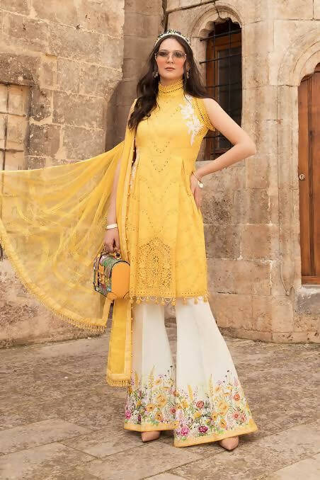 Maria B | Beautiful Yellow 3 Pc Suit | Women Branded Formals | Large | Worn Once