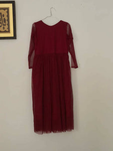 Maroon Frock (Size: M )| Women Frocks & Maxis | New