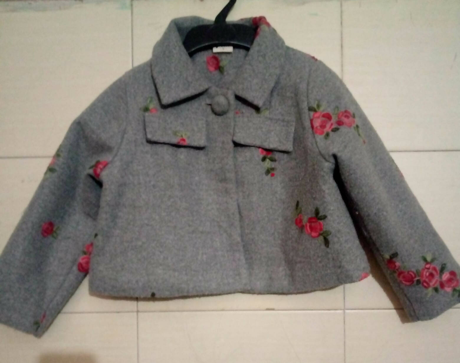 GRAY EMBROIDERY JACKET FOR KIDS| 6 TO 8 YEAR GIRLS SHORT JACKET| GIRLS TOPS & SHIRTS | PRELOVED