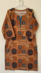 Brown Printed Kurta | Women Locally Made Kurta | Large | Brand New