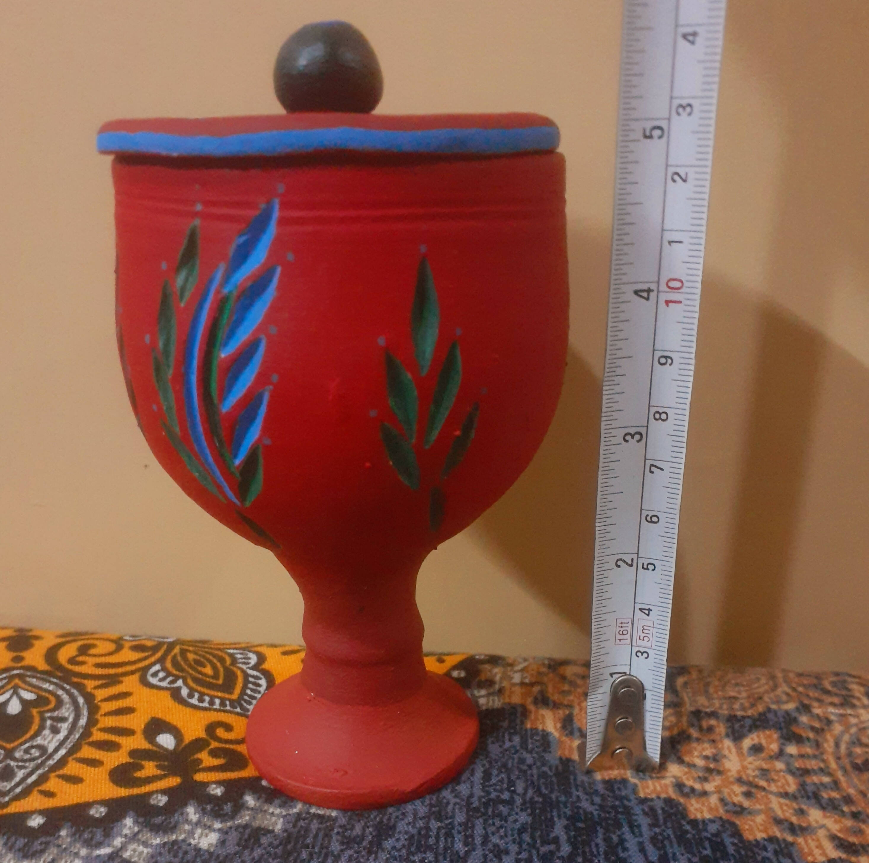 Clay Glass | Handmade Painted Glass with lid (Size: S ) | Home & decor | New