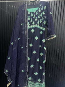 Blue and Sea green Shalwar kameez (Size: XL) | Women Kurta | Worn Once