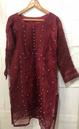 Maroon Embroidered Suit | Women Locally Made Formals | Medium | Worn Once