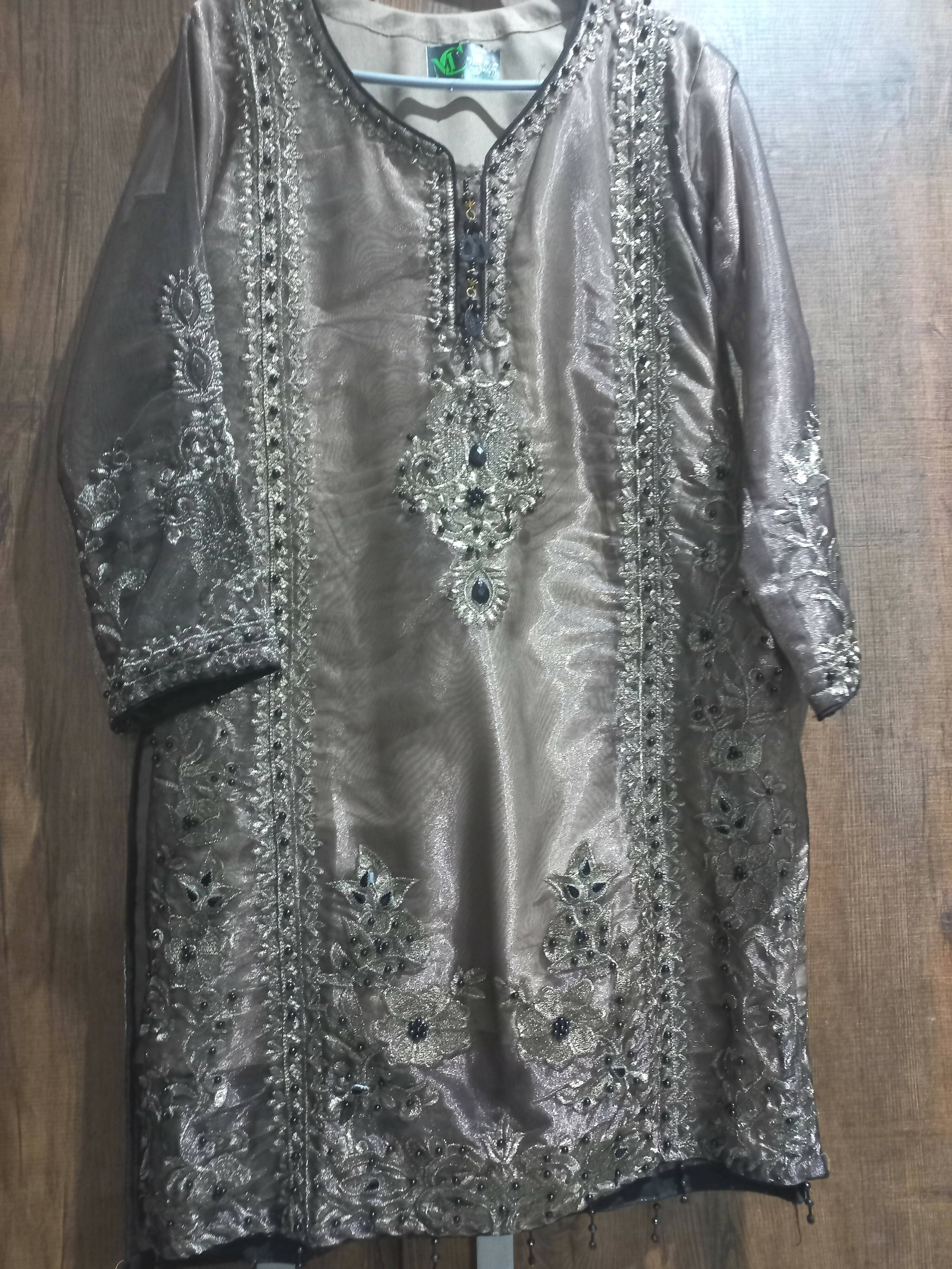 Silk Embroided 3 Pc Suit | Women Locally Made Formals | Large | Preloved