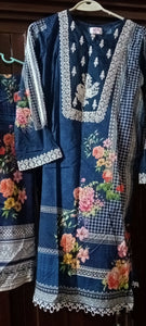 Stylo | Blue 3 Piece Suit | Women Branded Kurta | Worn Once