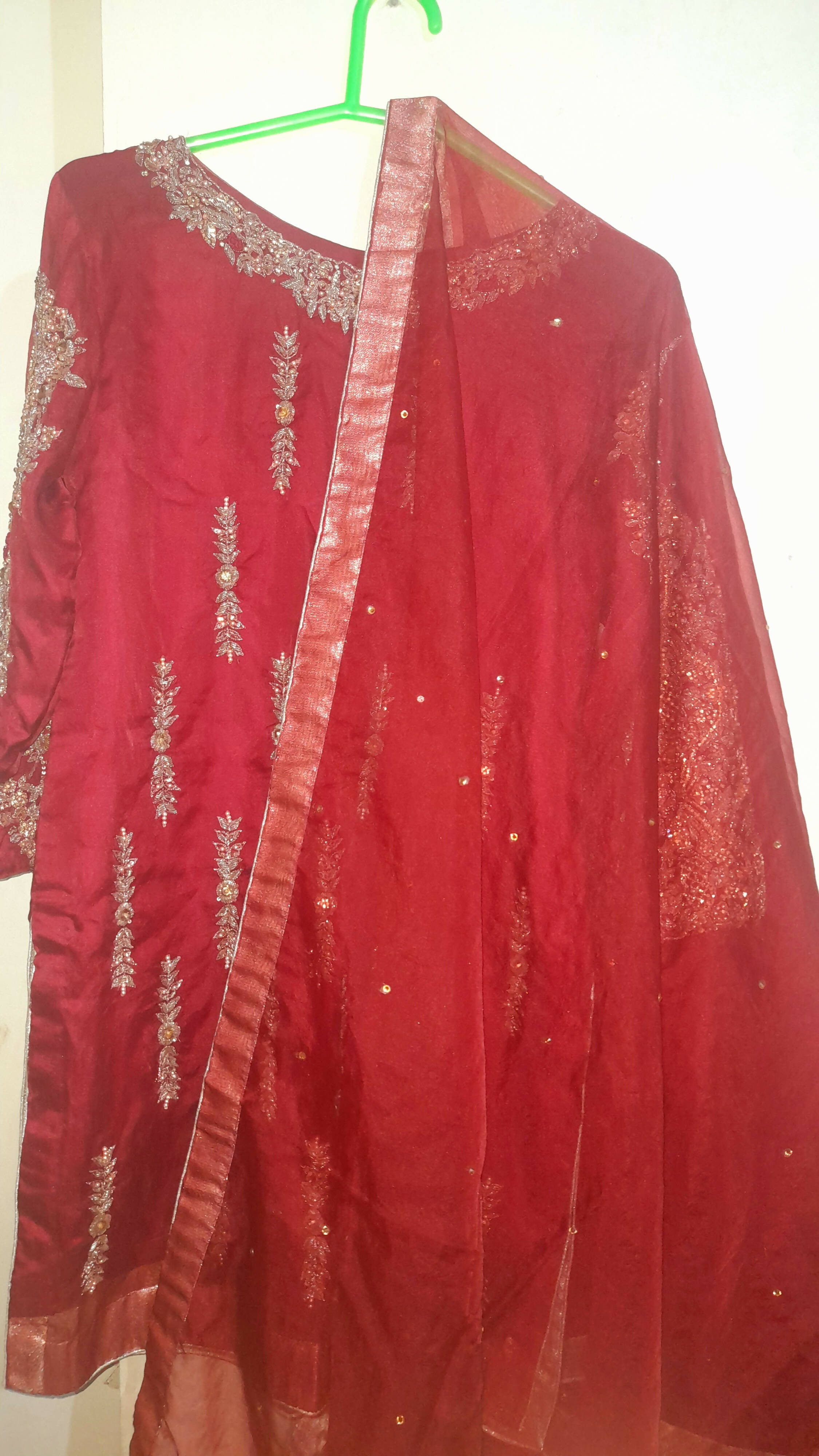 Beautiful Red Embroidered 3 Pc Suit | Women Locally Made Formals | Medium | Wore Once