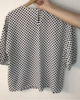 Koton | Black White Polka Dot Blouse Puff Sleeves | Women Tops & Shirts | Medium |Worn Once