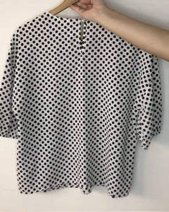 Koton | Black White Polka Dot Blouse Puff Sleeves | Women Tops & Shirts | Medium |Worn Once