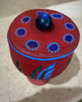 Clay Glass | Handmade Painted Glass with lid | For Your Home | Home & Decor | Size: 5 x 3 x 3 |New
