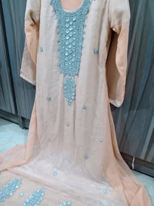 Chiffon Embroidered Maxi with Trouser and Dupatta | Women Frocks & Maxi | Preloved
