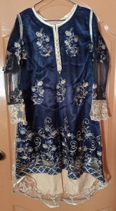 Blue 3 PC Stitched Suit | Women Locally Made Formals | Medium | Preloved
