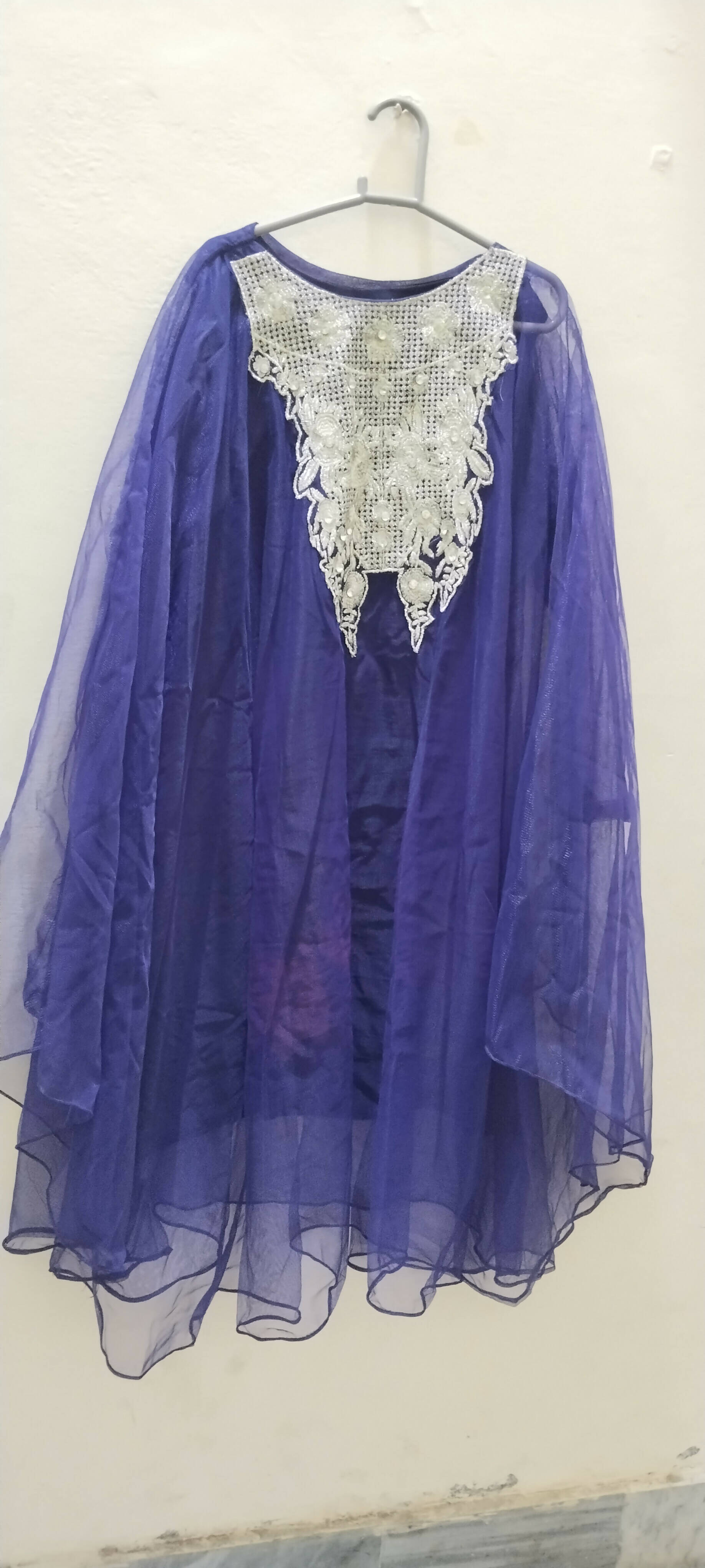 Embroided Blue Net kaftan (Size: M) | Women Formals | Preloved