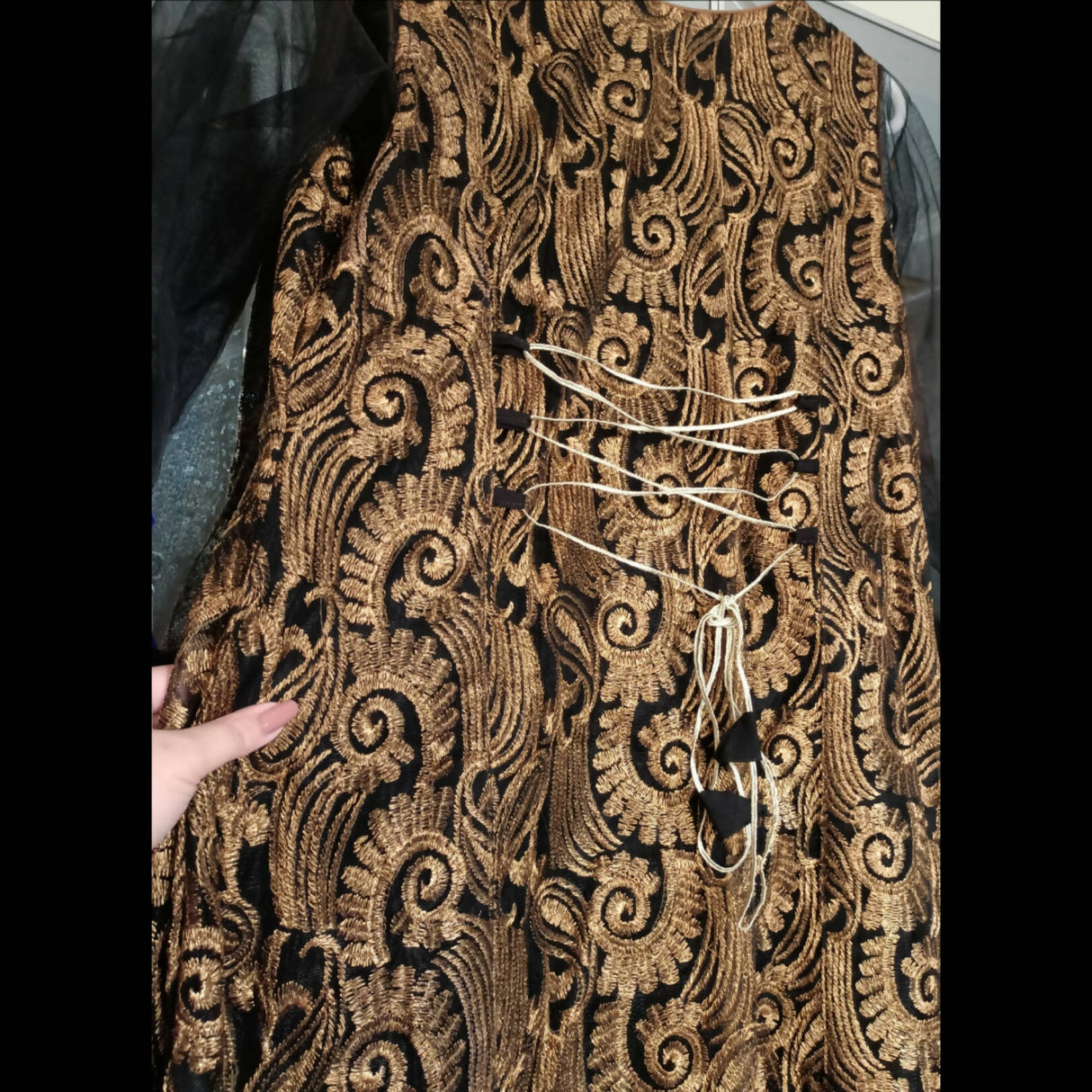 Black Gold Net Maxi | Women Frocks & Maxis | Medium | New