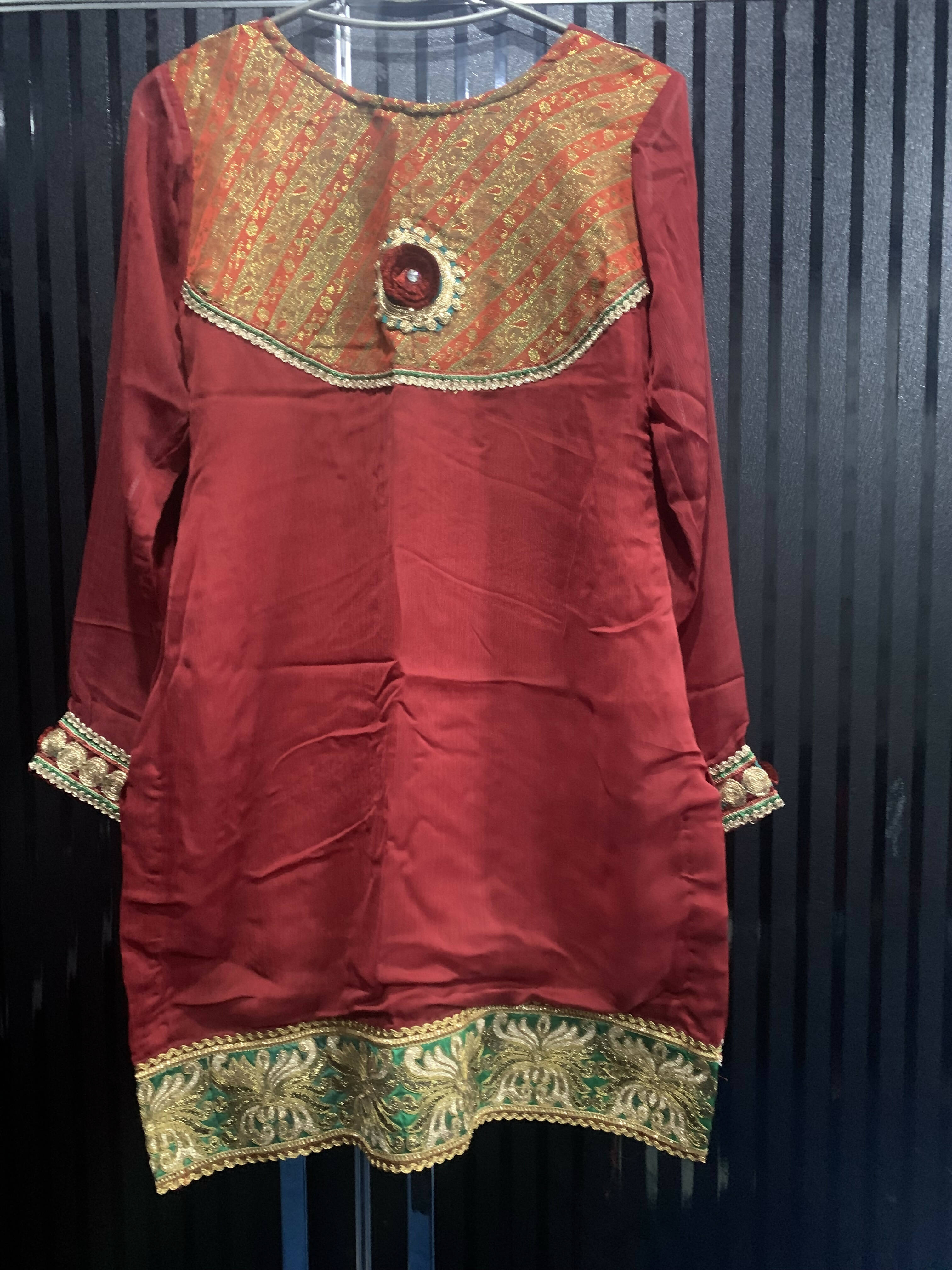 3Pc Sharara with Flower Embroidery (size: M) | Women Formals | Worn Once