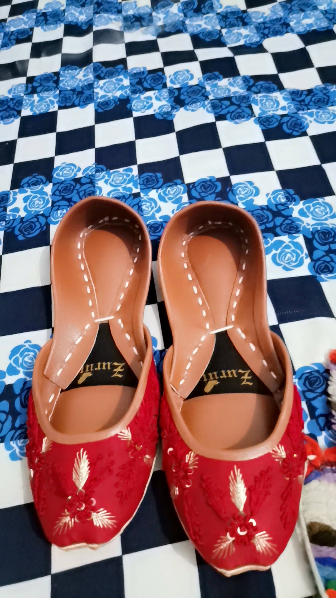 Embroied Red Khussa | Women Shoes | Size: 37 | New