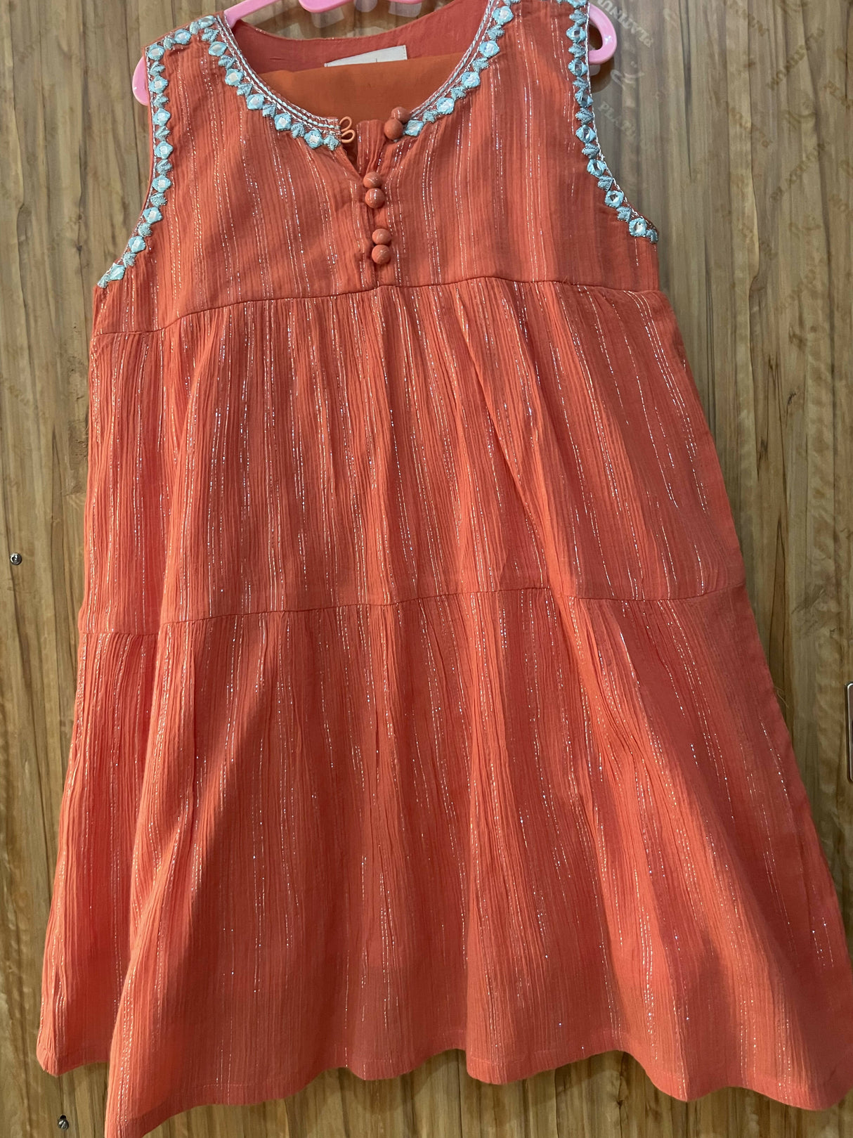 hopscotch | پتلون کے ساتھ نارنجی فراک (6-8 سال) | لڑکیوں کی شلوار قمیض | ایک بار پہنا۔