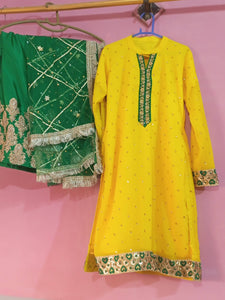 Yellow Green Haldi dress | Women Formals | Worn Once