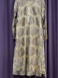 Fancy Golden Shirt With Embroidery | Women Locally Made Kurta | Medium | Worn Once