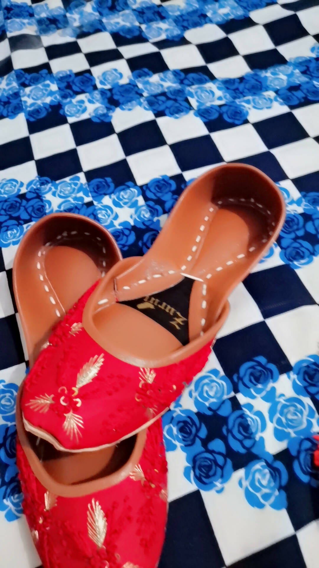 Embroied Red Khussa | Women Shoes | Size: 37 | New