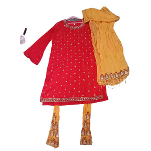 Red 3pc frock dress | Women Frocks & Maxi | Worn Once