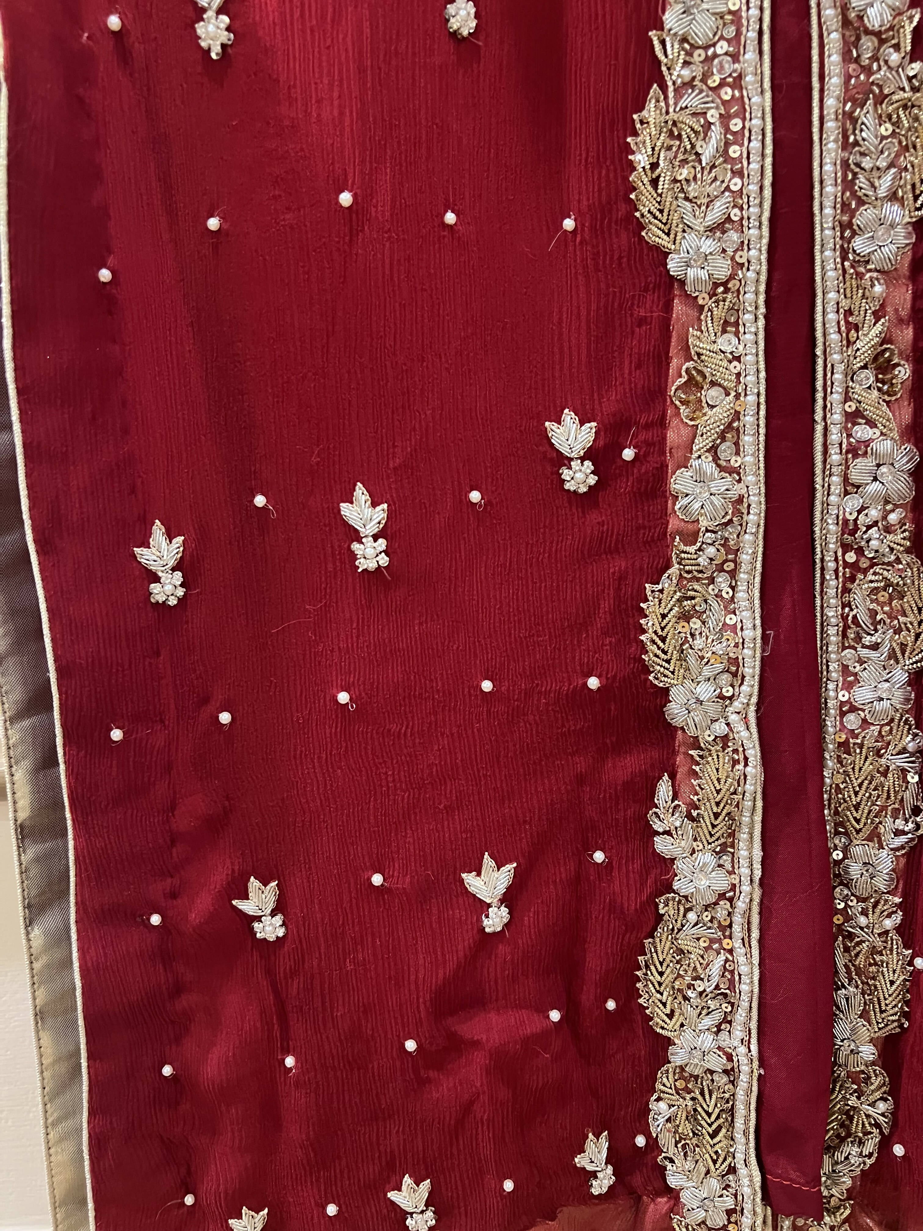 Handmade Embroided Zari Suit | Women Locally Made Formals | Small | New