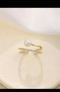 Shein | Faux Pearl & Cubic Zirconia Decor Ring | Women Jewellery | Brand New with Tags