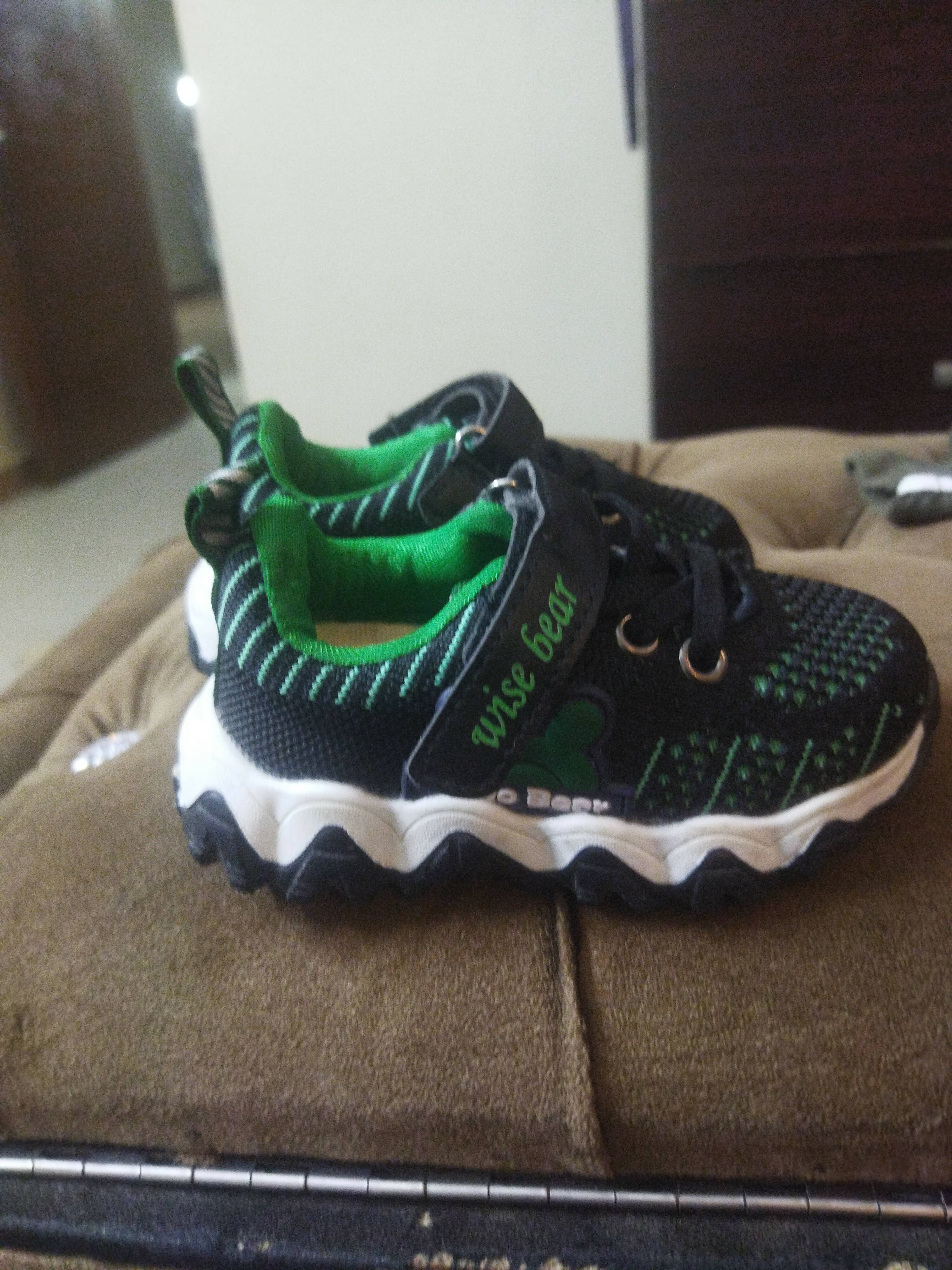 Black with Green Contrast Kids shoes | Girls Shoes | Brand New