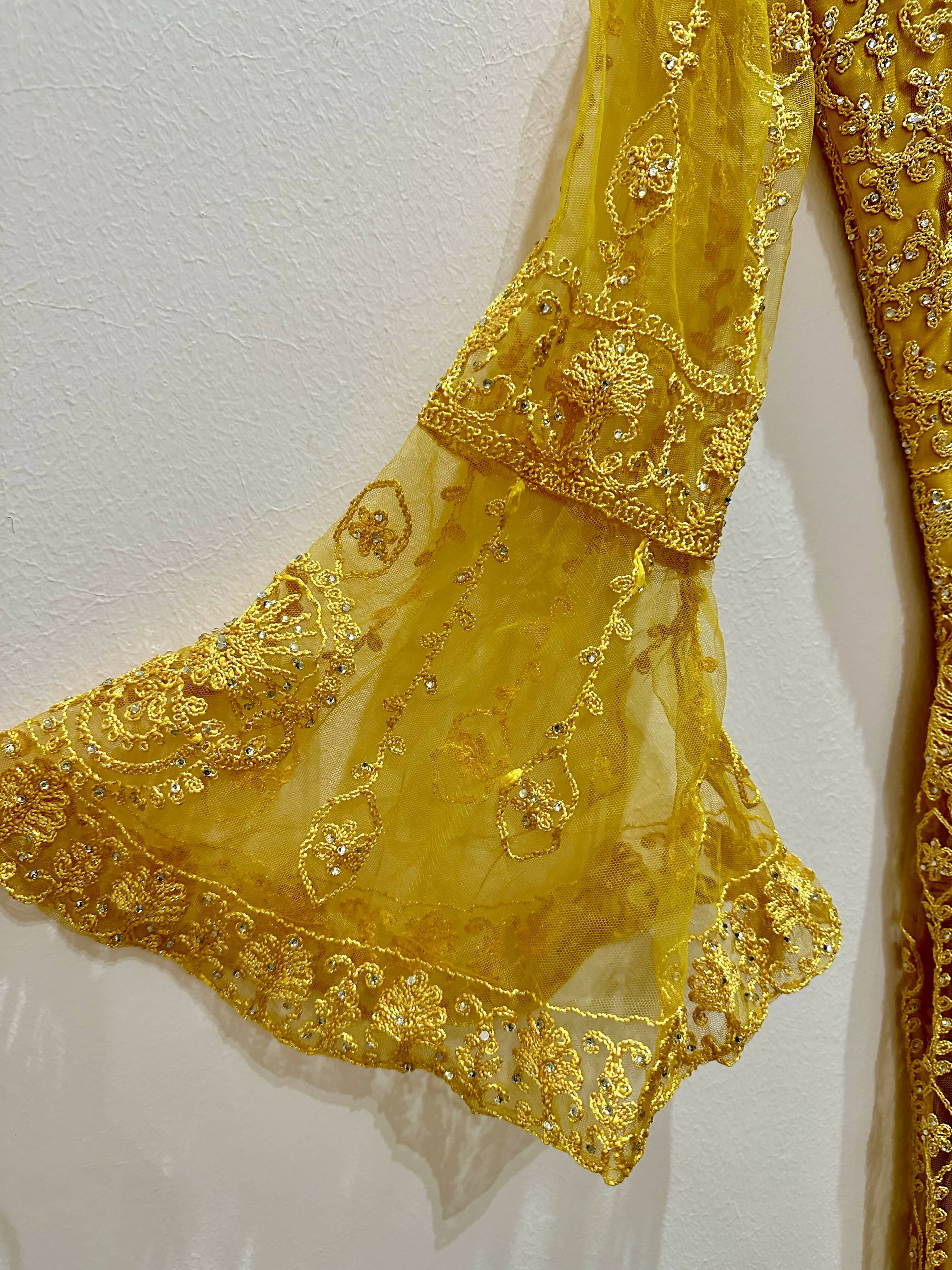 Mayoon/Mehndi bridal dress | Indian Embroidered Yellow Maxi | Women Froks & Maxis | Small | Worn Once