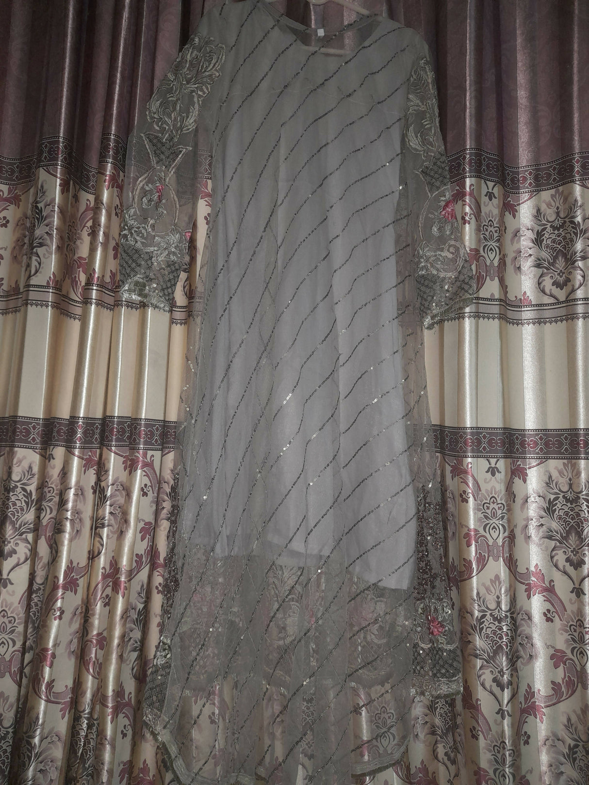 Grey Net Frock | Women Frocks & Maxis | Small | Preloved