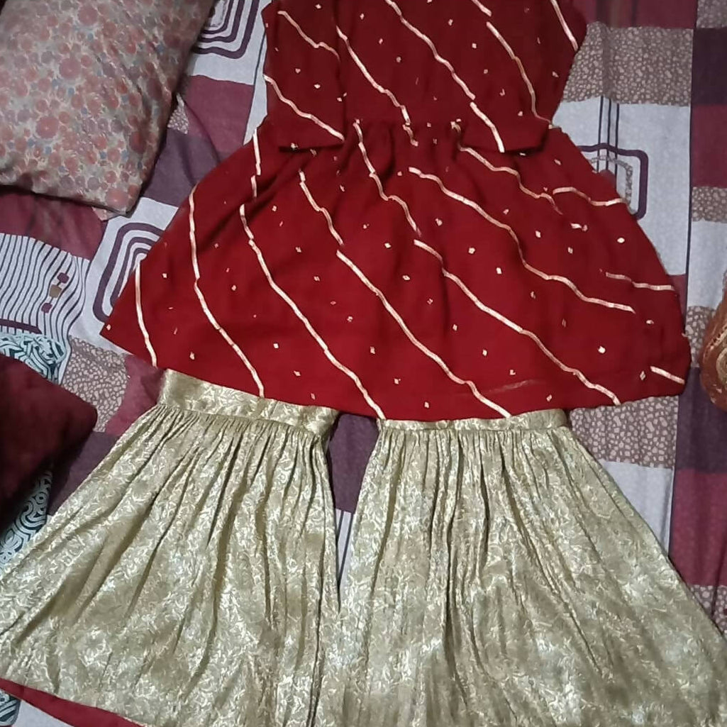 Stylish Party Wear Gharara & Shirt | Women Locally Made Formals | Large | Preloved