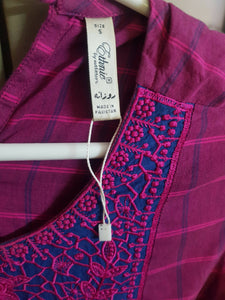 Ethnic | Pink flared Embroidered shirt | Women Branded Kurta |Small | Worn Once