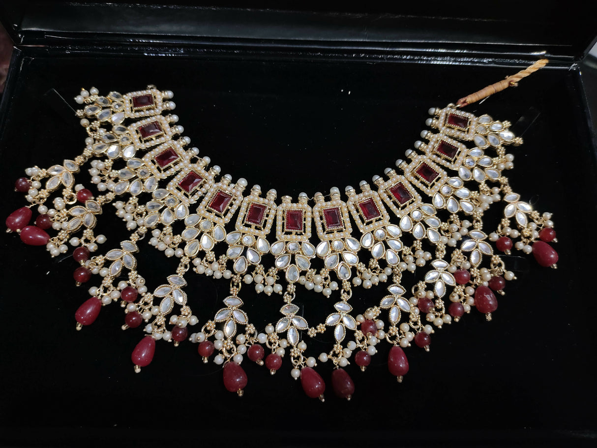 Deep Red Bridal jewelry | Women Jewelry| Worn Once