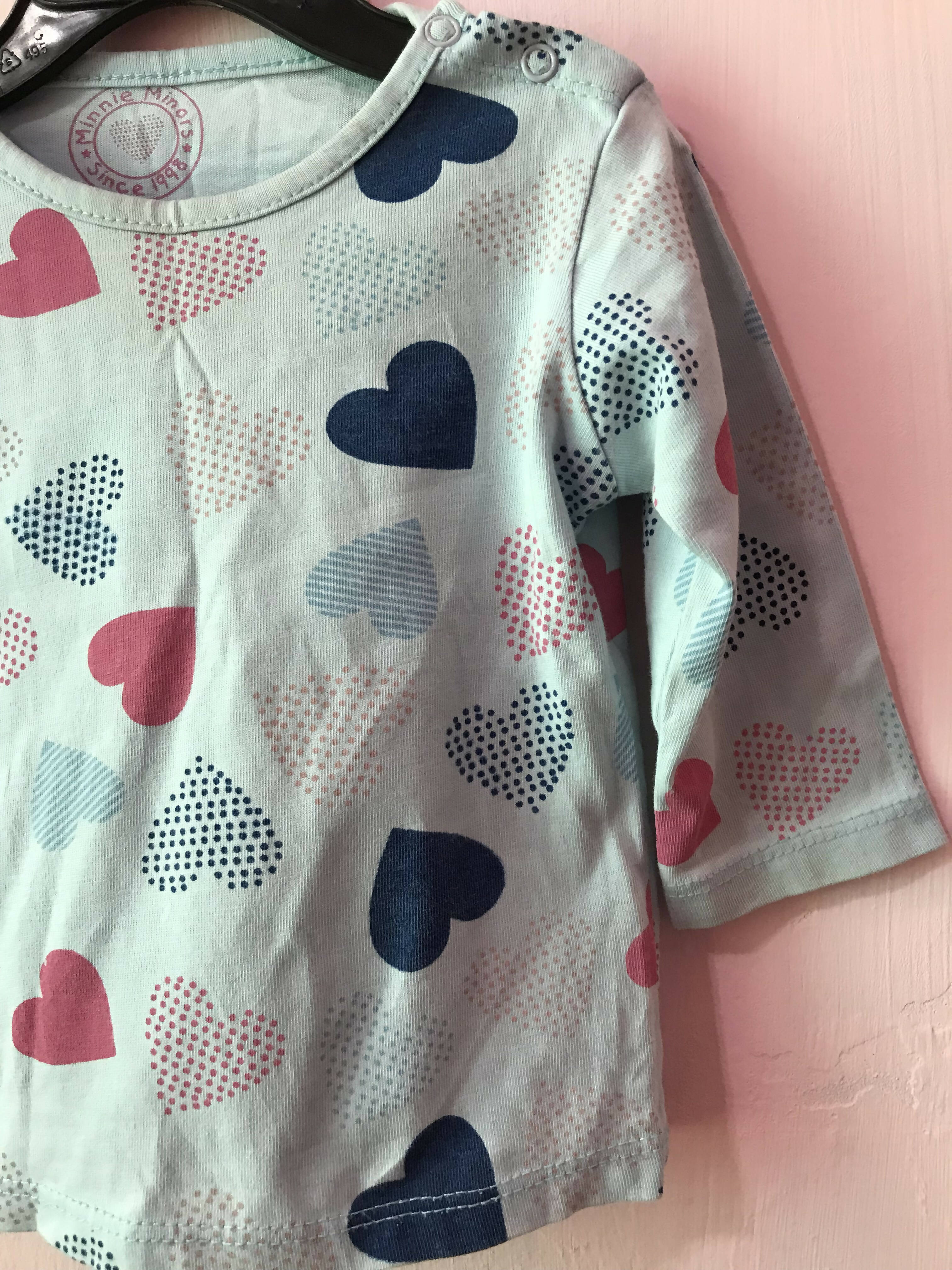 Minnie Minors 2 piece | Hearts shirt with trouser 0-4 months | Girls Tops & Shirts | Preloved