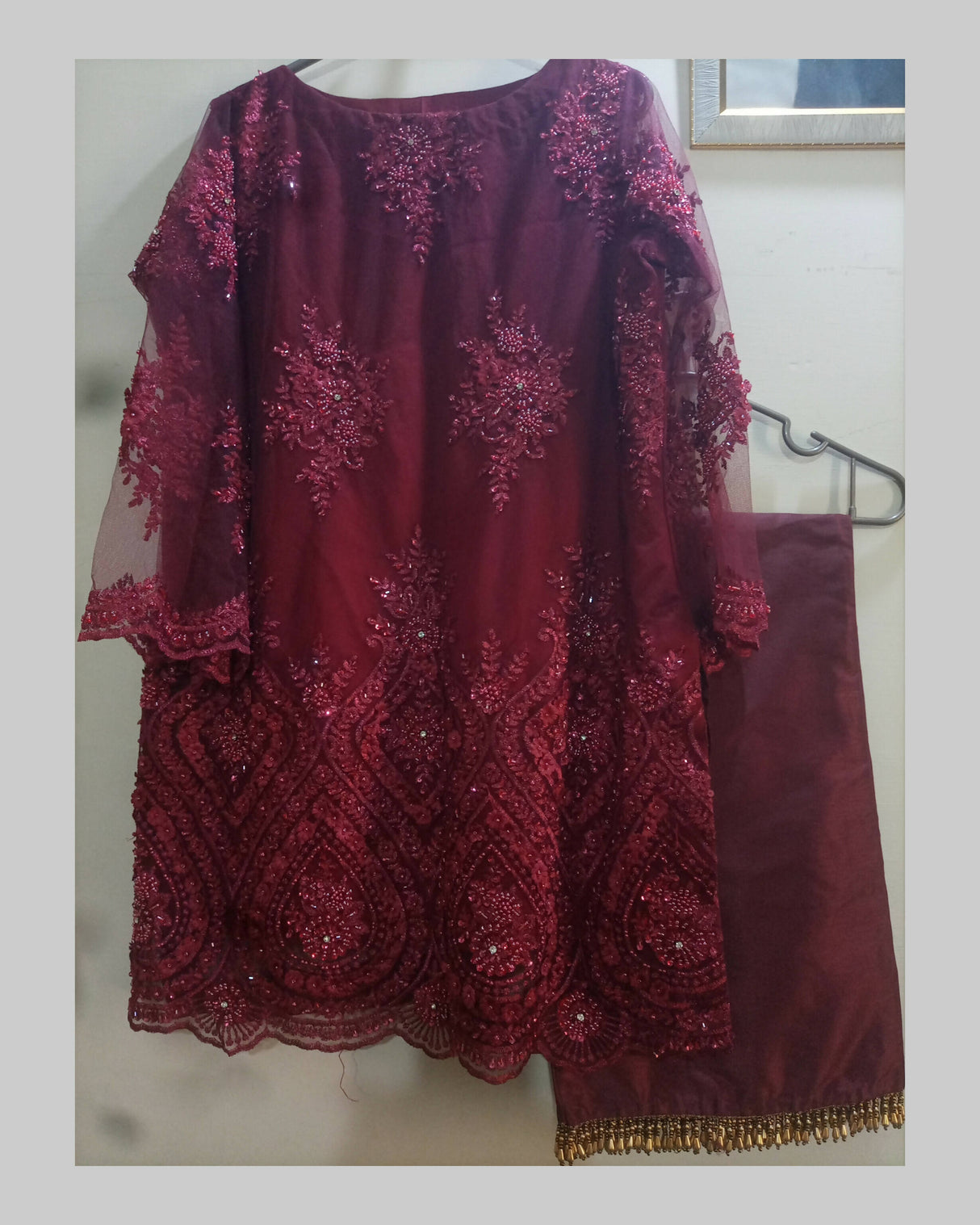 Fancy embroidered kurta 2 piece (kameez, trouser) | Women Locally Made Formals | Large | Preloved