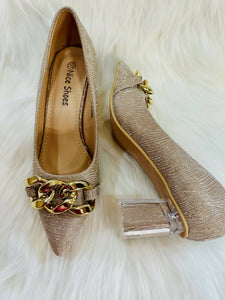 Nice Shoes | Golden Block heels | Women Shoes | Size : 36 | New