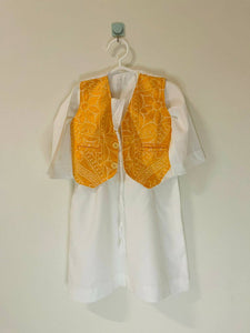 Yellow Waistcoat White Shalwar Kameez (1-2 year) | Boy’s Shalwar Kameez | Preloved