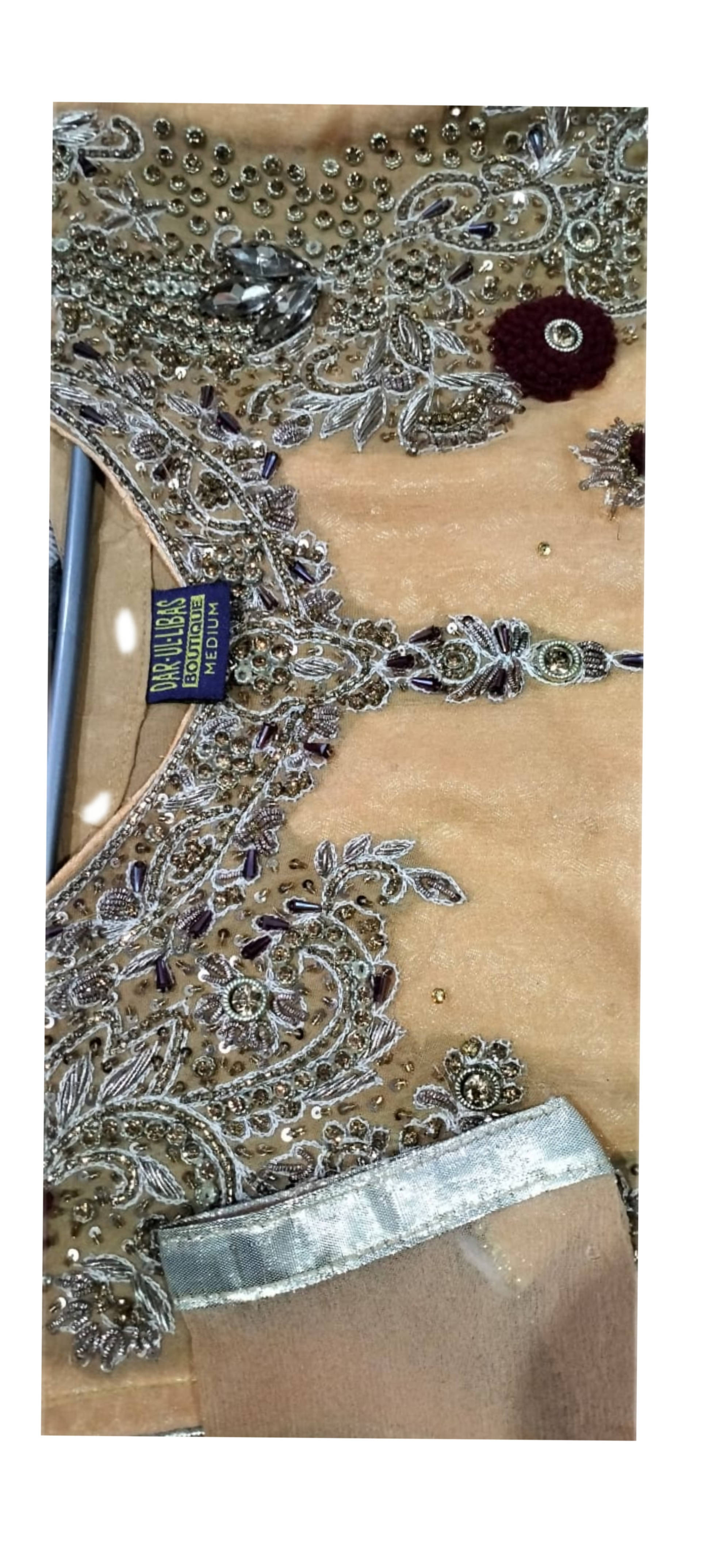 Dar ul libas boutique | Beige embroidered suit | Women Formals | Preloved
