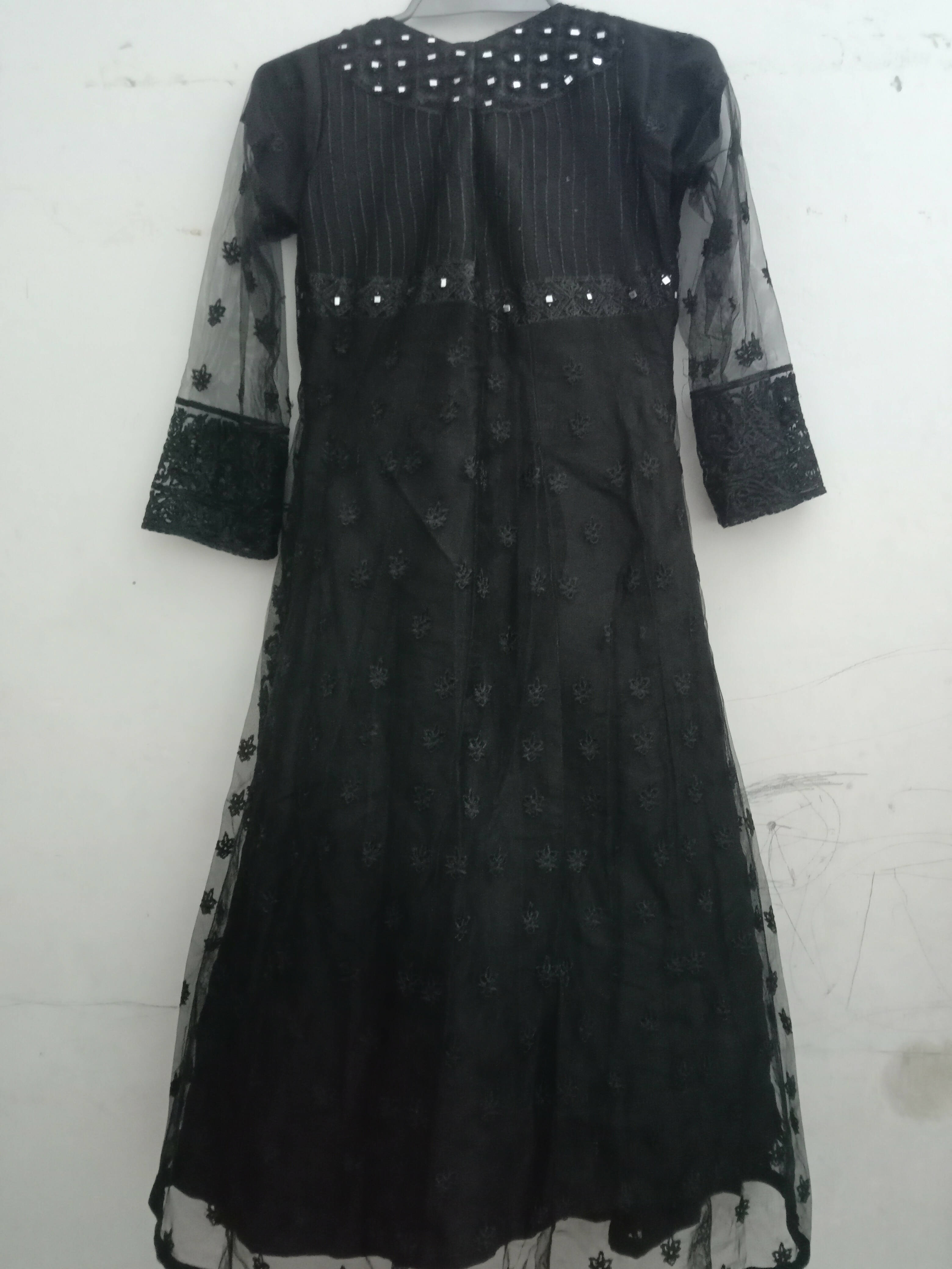 Black long maxi open Forck (Size: M ) | Women Frocks & Maxis | Worn Once