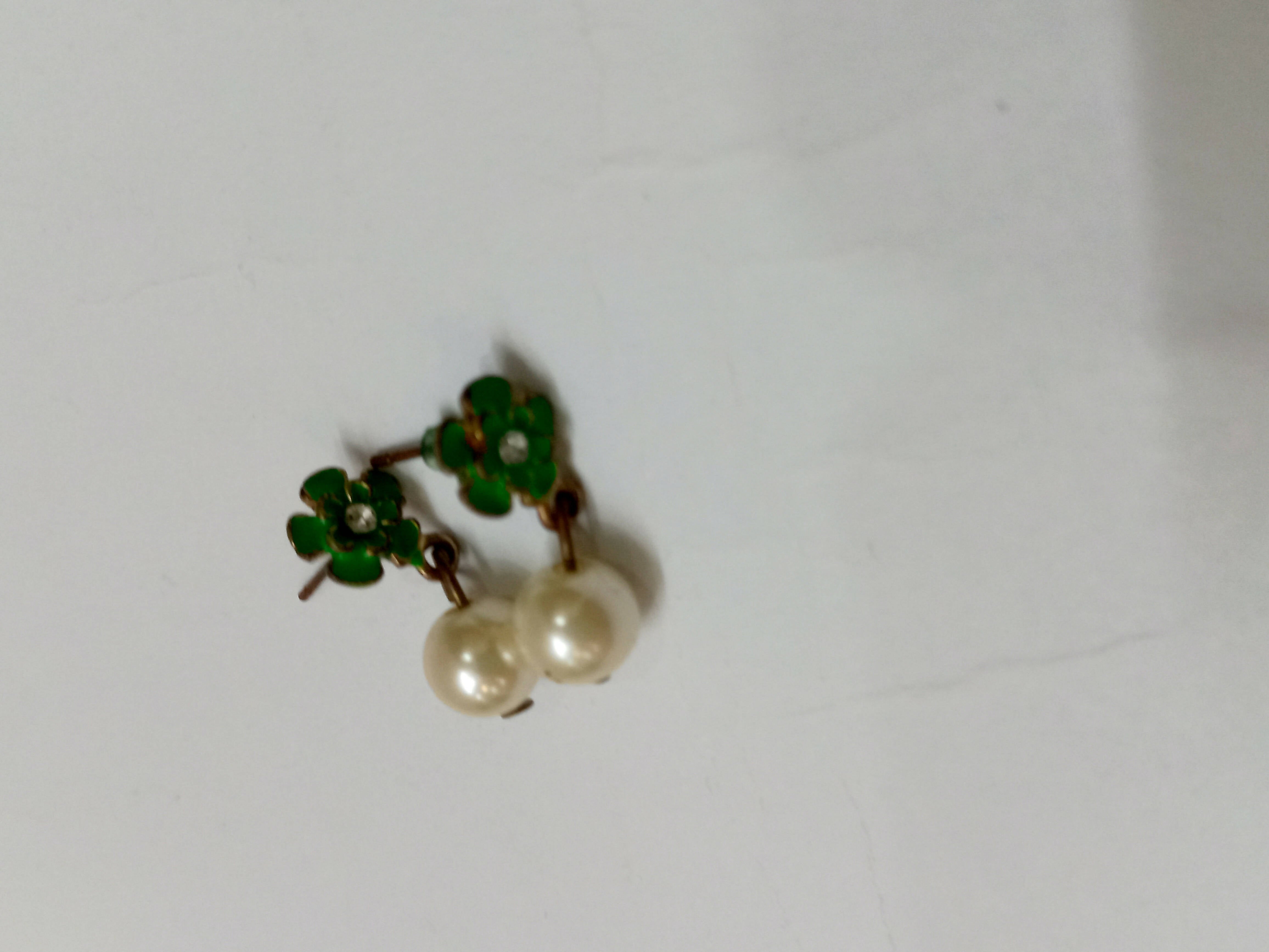 Green Floral Earrings | Women Jewellery | Small | Worn Once
