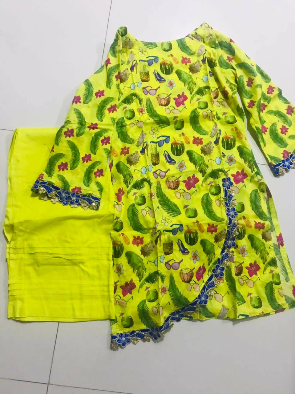 Yellow 2 PC Lawn Suit| Women Locally Made Kurta |Small | Worn Once