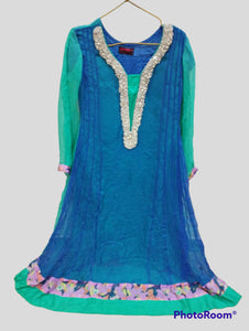Beautiful Blue & Sea Green Dress (SIze: S) | Women Frocks & Maxis | Preloved
