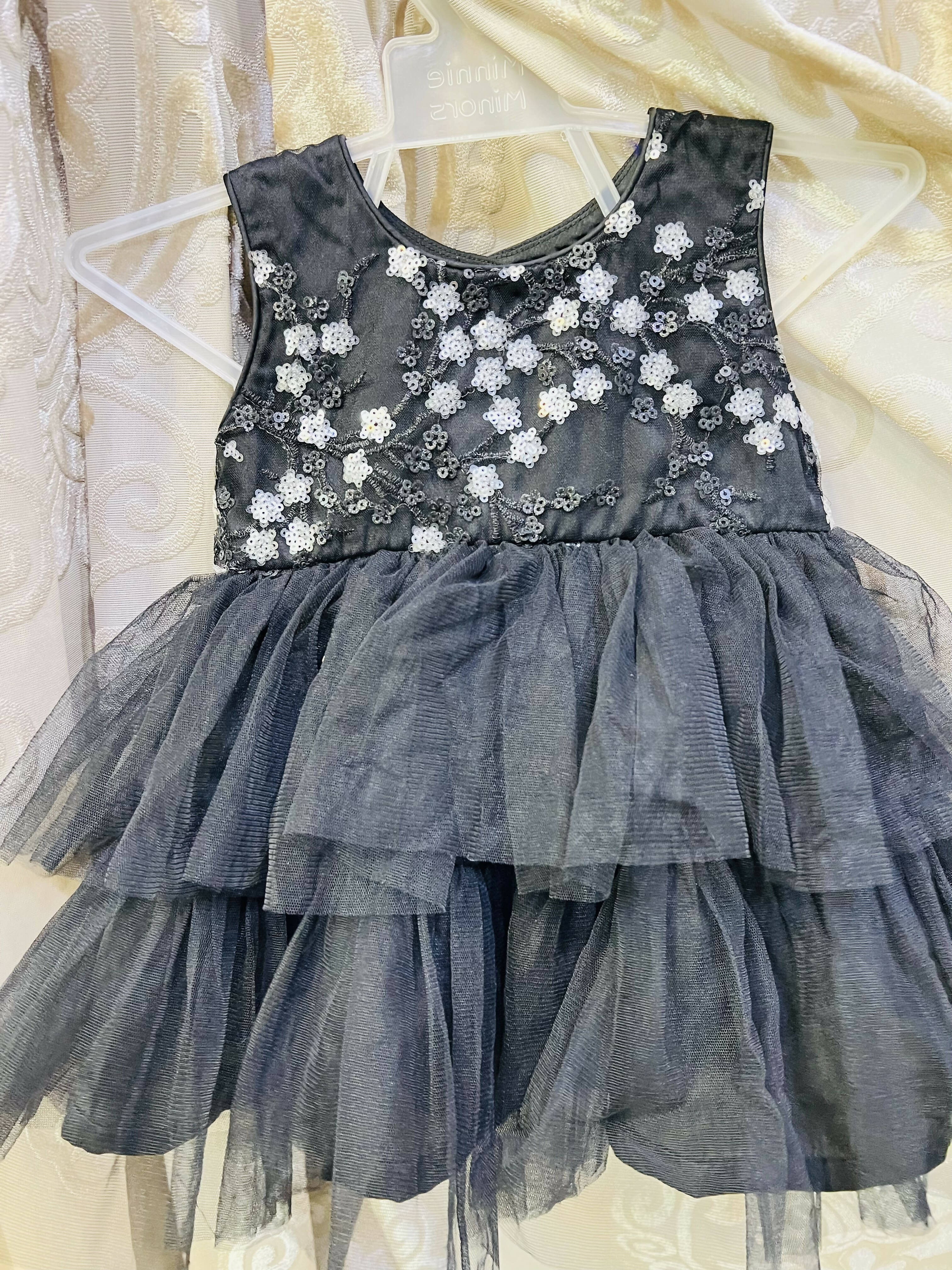 Minnie Minors | Black Baby Frock (Size: S | 0 to 3 months )| Girls Skirt & Dresses | New